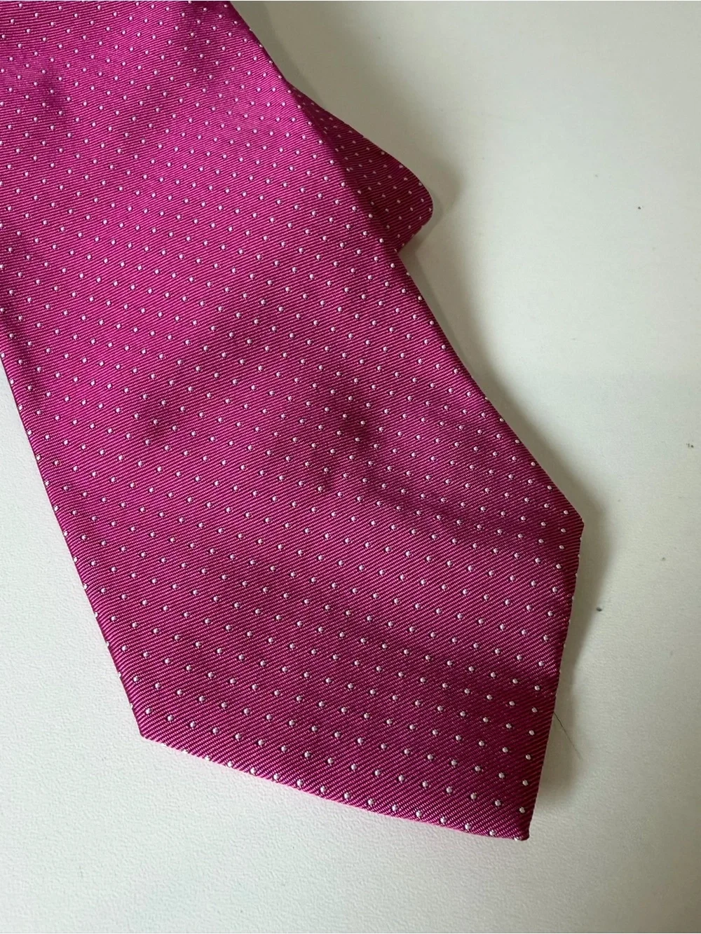 NWT Polo Ralph Lauren Hand Made in Italy Magenta Microdot Silk Tie Lux Designer